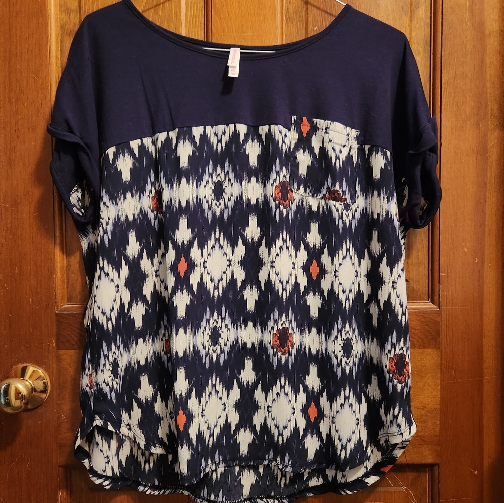 Xhilaration navy printed short sleeve shirt XXL